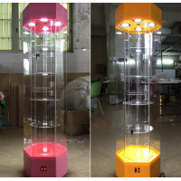 Acrylic LED light display rack transparent rotating display cabinet