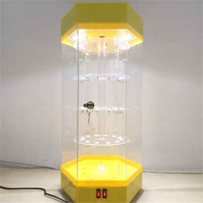 Unique Rotating Acrylic Illuminating Nail Salon Or Marketing Perfume Acrylic And Glass Display Cabinet