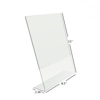 Angled Acrylic Sign holder 8.5 x 11 Frames, Slant Back Styrene Sign Holder, Slanted PETG Sign Holder